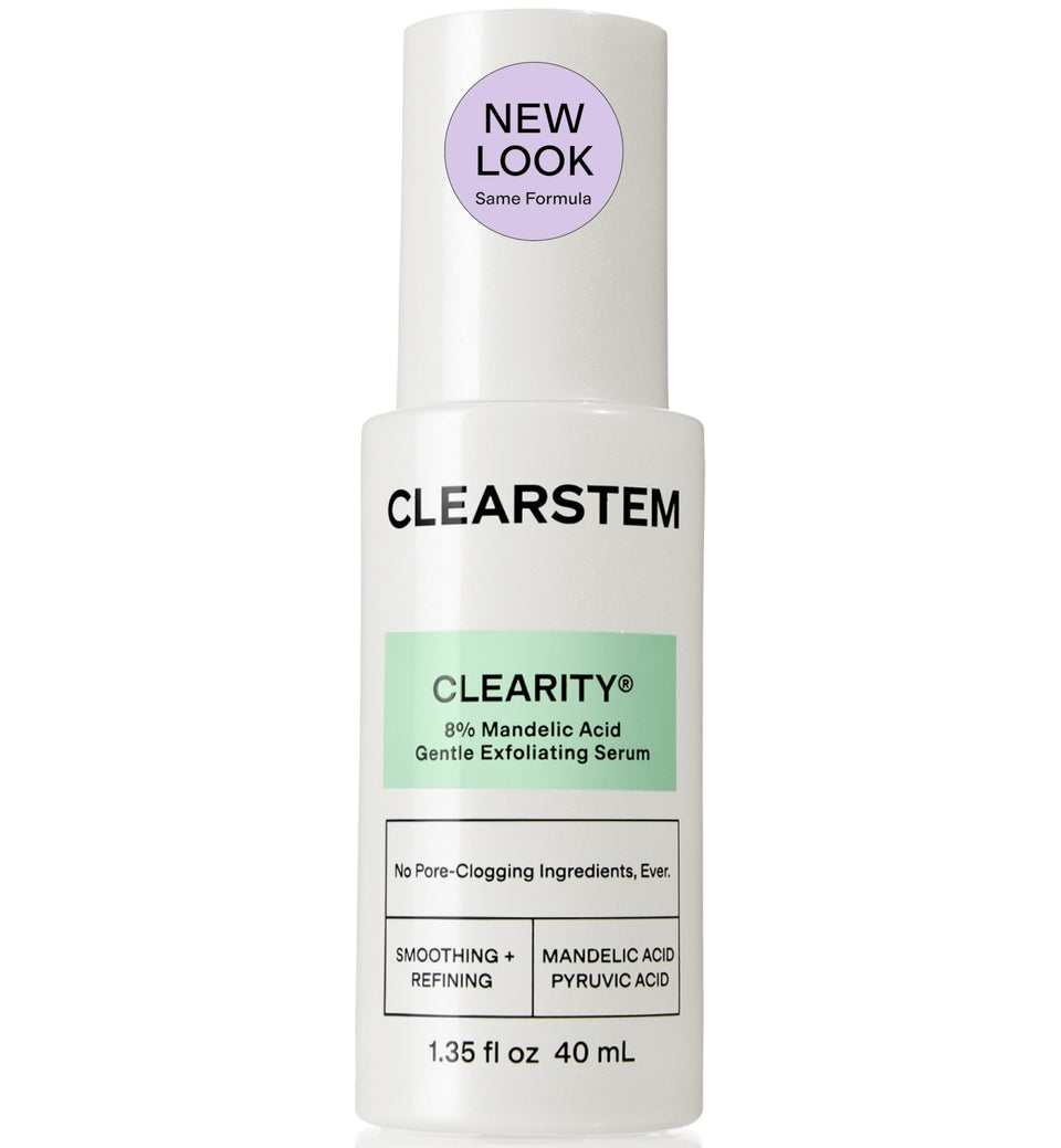 CLEARSTEM front packaging showing bottle and box for clear pores