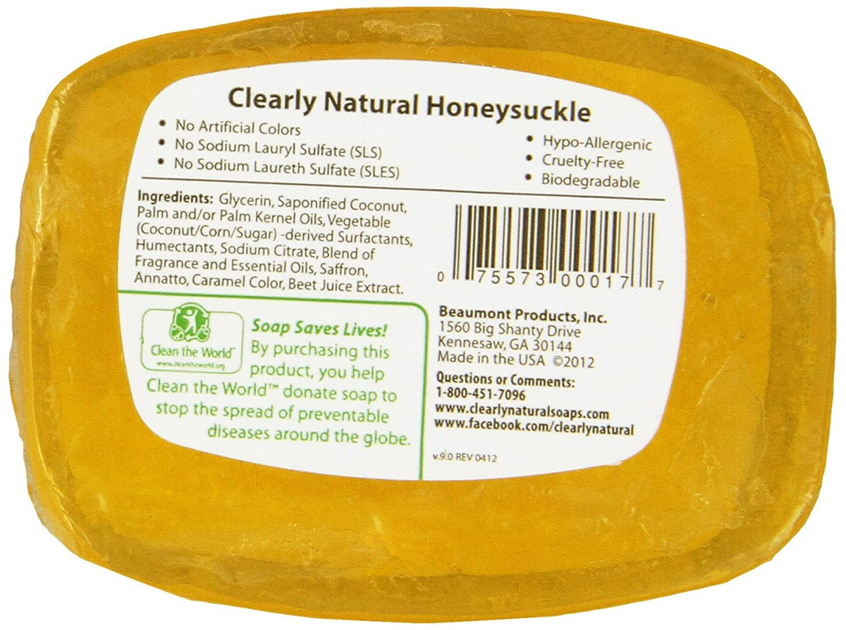 Clearly Natural honeysuckle bar side view highlights smooth edges and size
