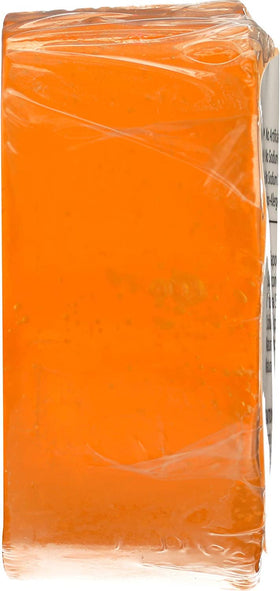 Clearly Natural honeysuckle bar in soap dish demonstrating easy rinsing benefit