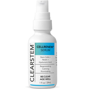 CLEARSTEM front bottle view showing label and compact size, communicates product clarity