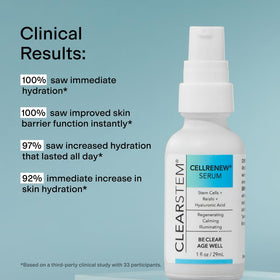 CLEARSTEM ingredients laydown with reishi and green tea depicting natural actives and calming benefits