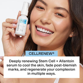 CLEARSTEM pump dispensing serum demonstrating easy application and controlled dosing