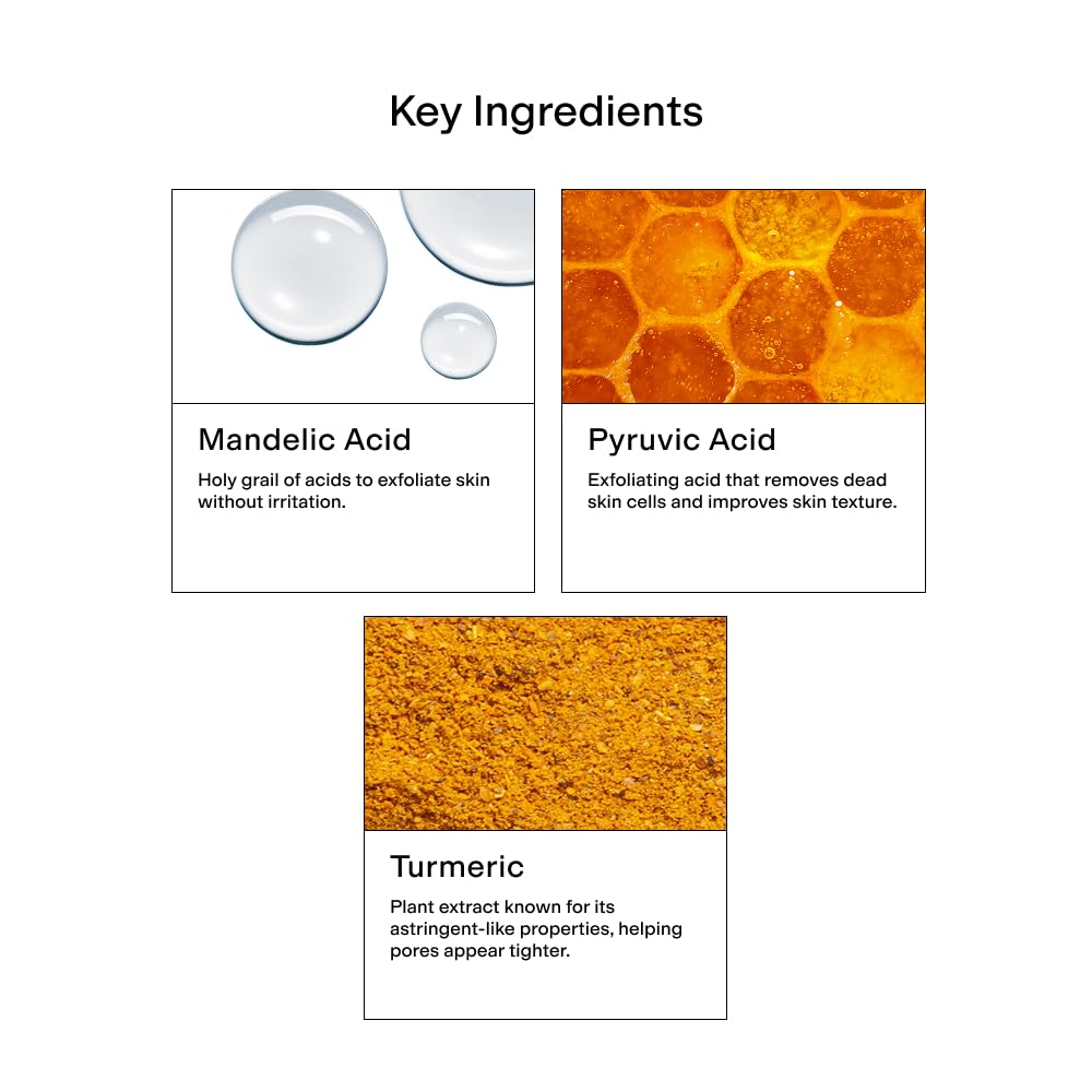 CLEARSTEM ingredient label highlighting mandelic acid and vitamin C benefits