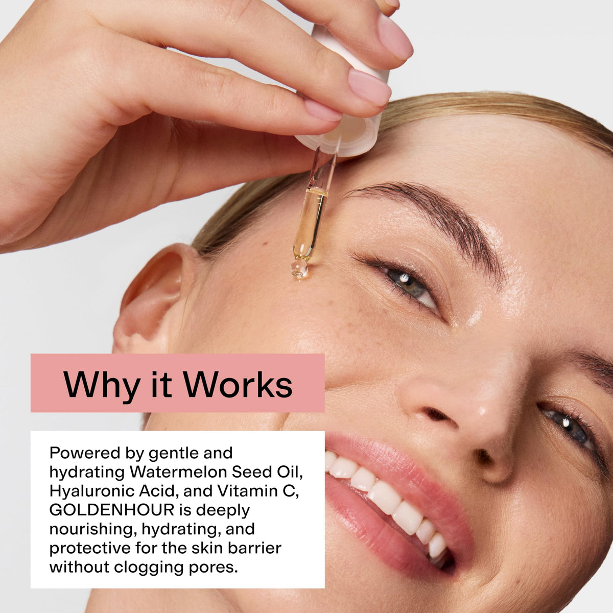 CLEARSTEM layering oil over serum showing enhanced hydration benefit