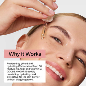 CLEARSTEM layering oil over serum showing enhanced hydration benefit