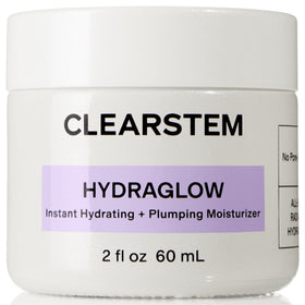 CLEARSTEM front packaging of HYDRAGLOW moisturizer showing label and bottle benefit