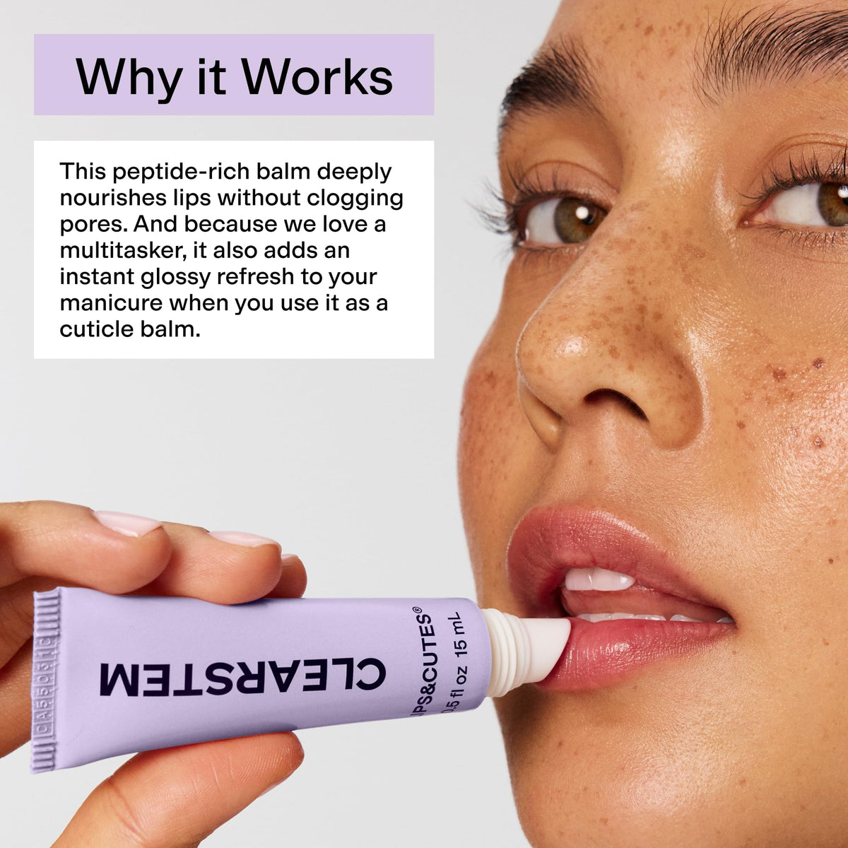CLEARSTEM close-up of peptides vitamin E and green tea for nourishment