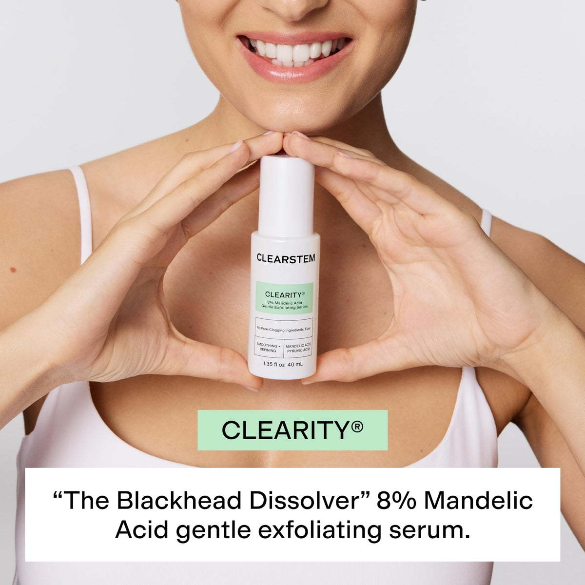 CLEARSTEM pump detail highlighting easy, mess-free dispensing benefit