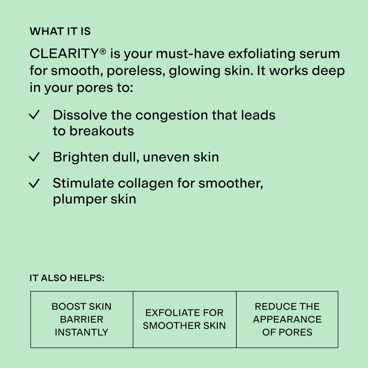 CLEARSTEM serum drop on skin illustrating smooth texture and absorption