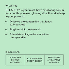 CLEARSTEM serum drop on skin illustrating smooth texture and absorption