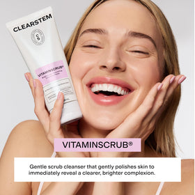 CLEARSTEM close-up of scrub texture highlighting gentle bamboo polish