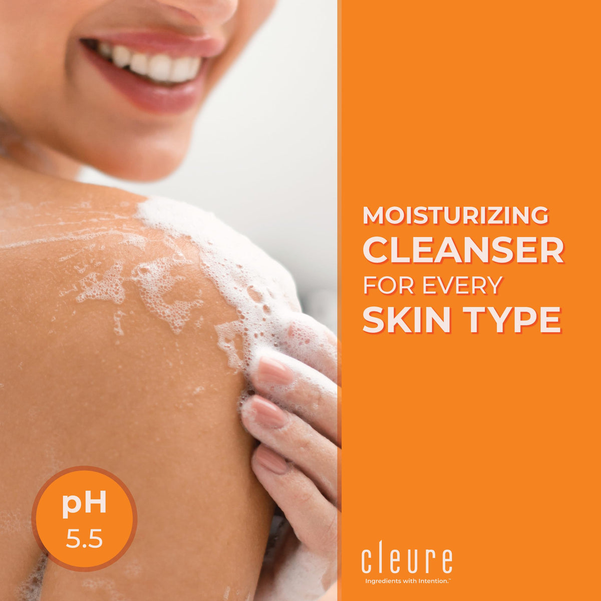 Cleure close-up of bar texture with oatmeal specks for gentle exfoliation