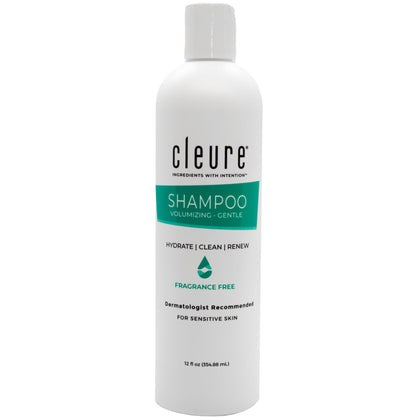 Cleure bottle front view showing clean packaging and gentle formula benefit