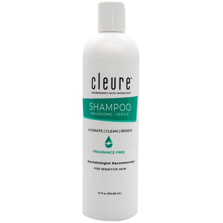 Cleure bottle front view showing clean packaging and gentle formula benefit
