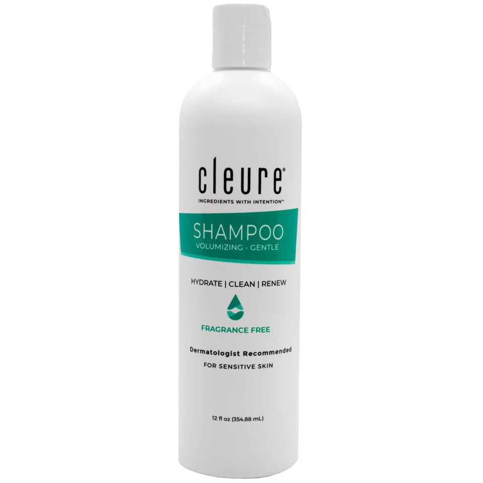 Cleure bottle front view showing clean packaging and gentle formula benefit