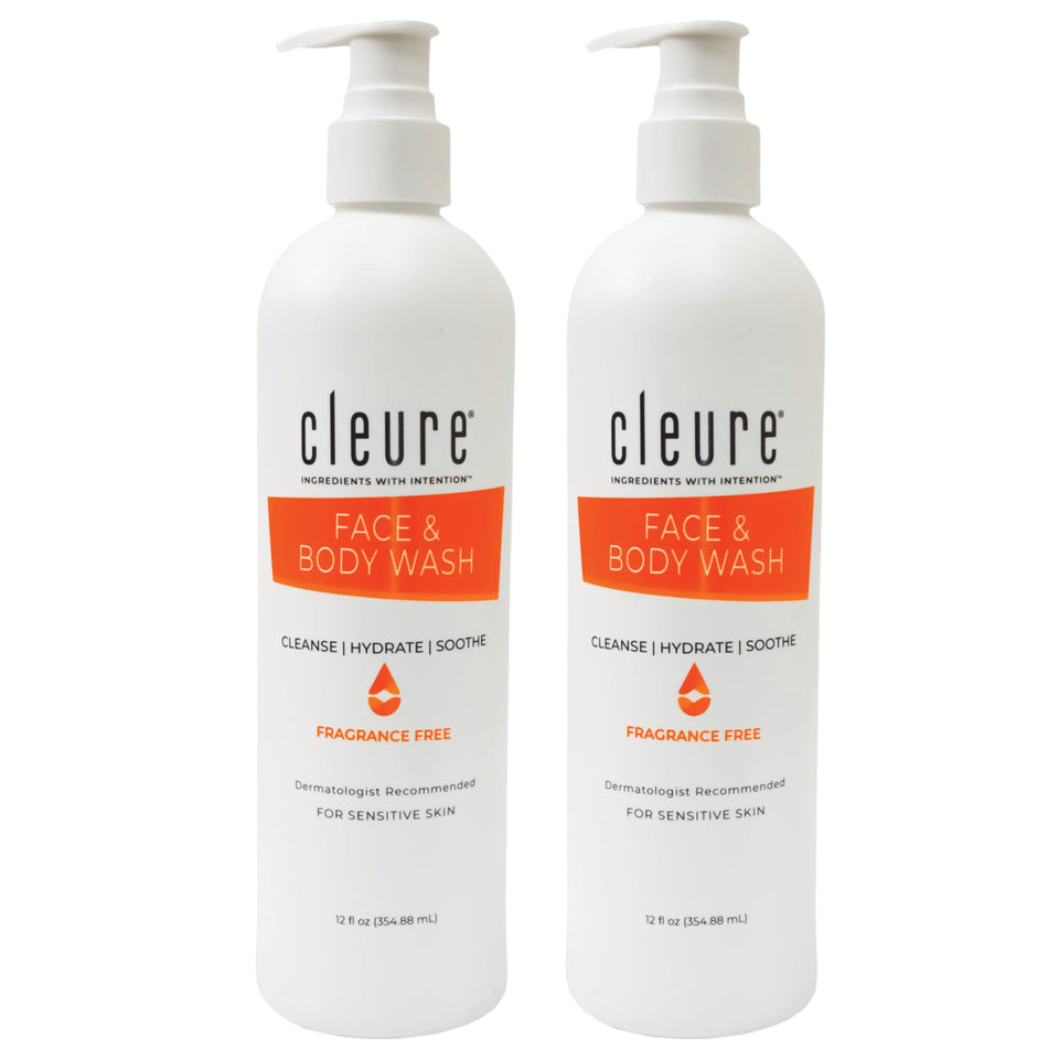 Cleure front bottle showing label and gentle formulation benefits