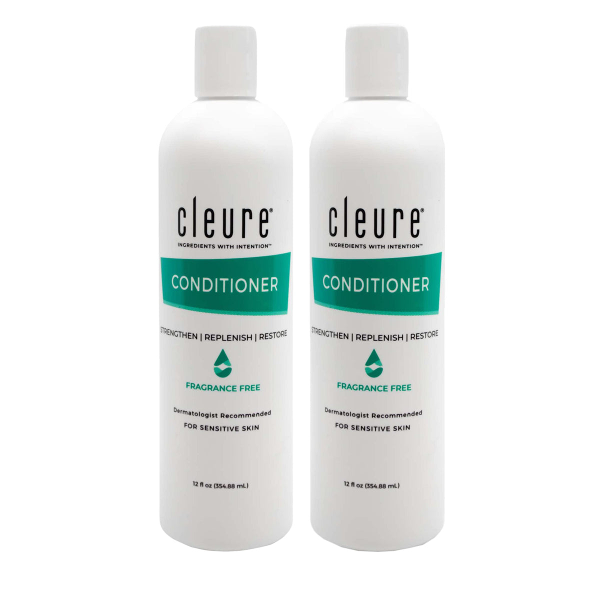 Cleure front packaging showing unscented conditioner and hypoallergenic benefits