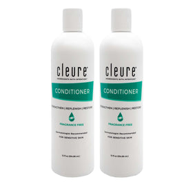 Cleure front packaging showing unscented conditioner and hypoallergenic benefits