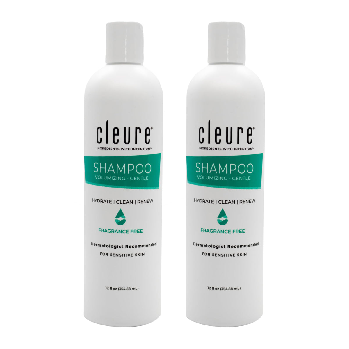Cleure front packaging showing bottle and clear branding for gentle volume