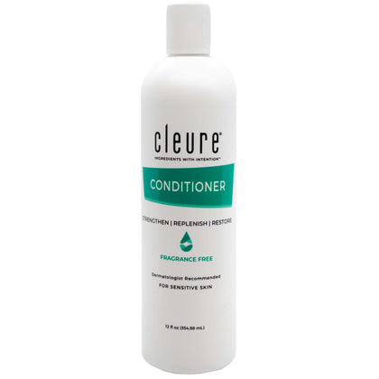 Cleure front packaging shows unscented bottle and ingredient clarity benefit