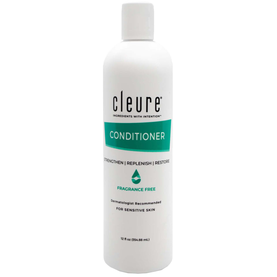 Cleure front packaging shows unscented bottle and ingredient clarity benefit