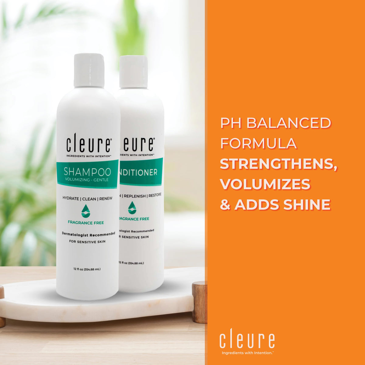 Cleure label close-up highlighting ingredient simplicity and hypoallergenic benefit