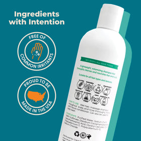 Cleure shampoo texture on hand showing lightweight, moisturizing consistency