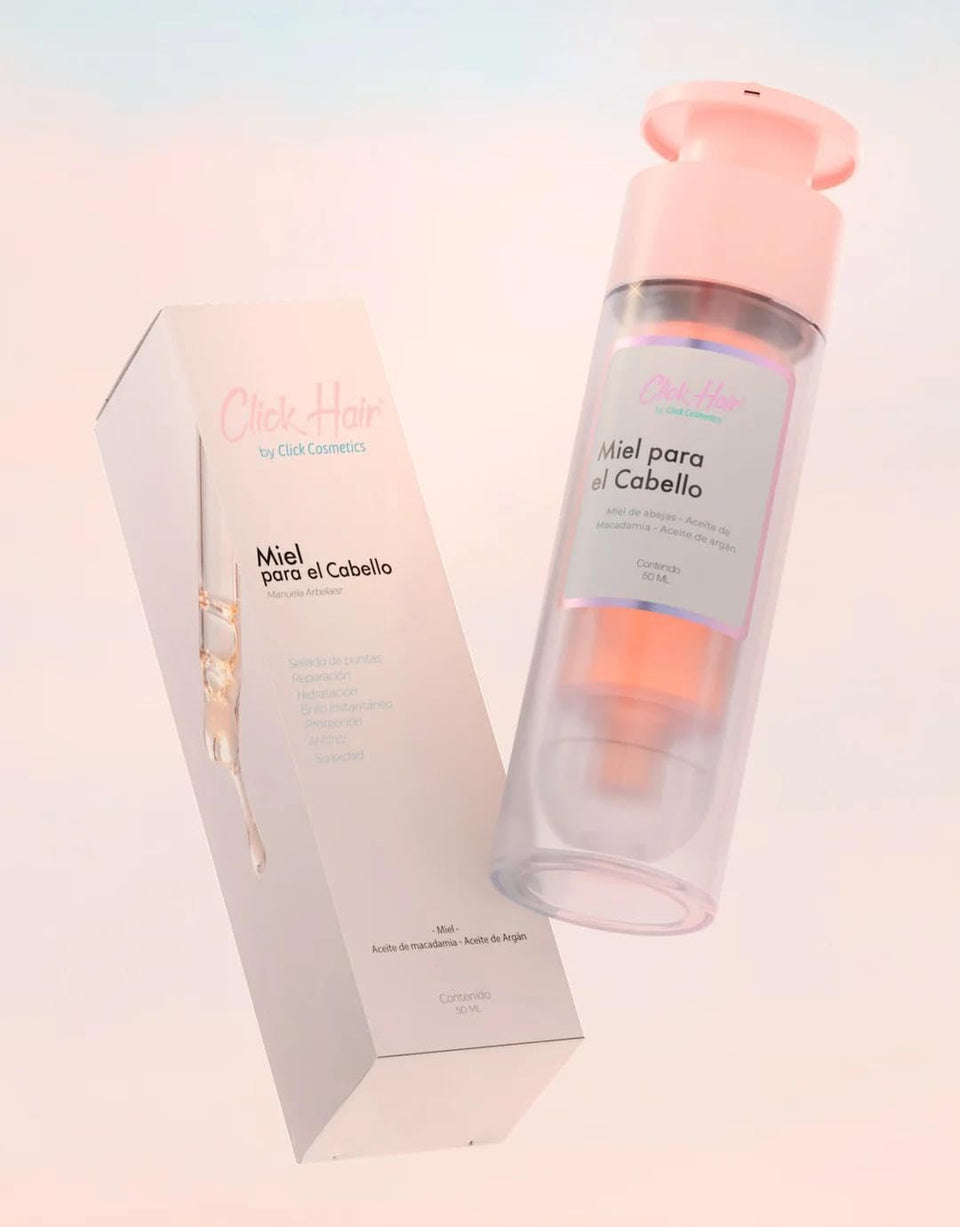 Click Hair front packaging showing 50ml bottle and label for quick recognition and benefit