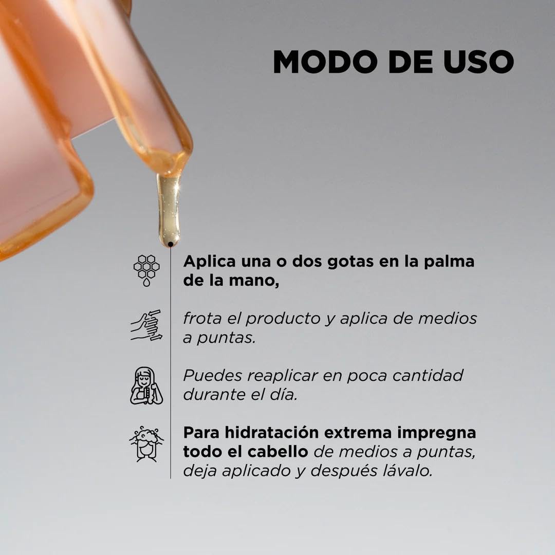 Click Hair close-up of serum texture highlighting honey-oil blend for deep nourishment