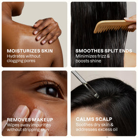 Cliganic jojoba oil applied to cheek demonstrating gentle skin hydration