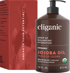 16 oz Cliganic bottle beside a common object showing size and value benefit