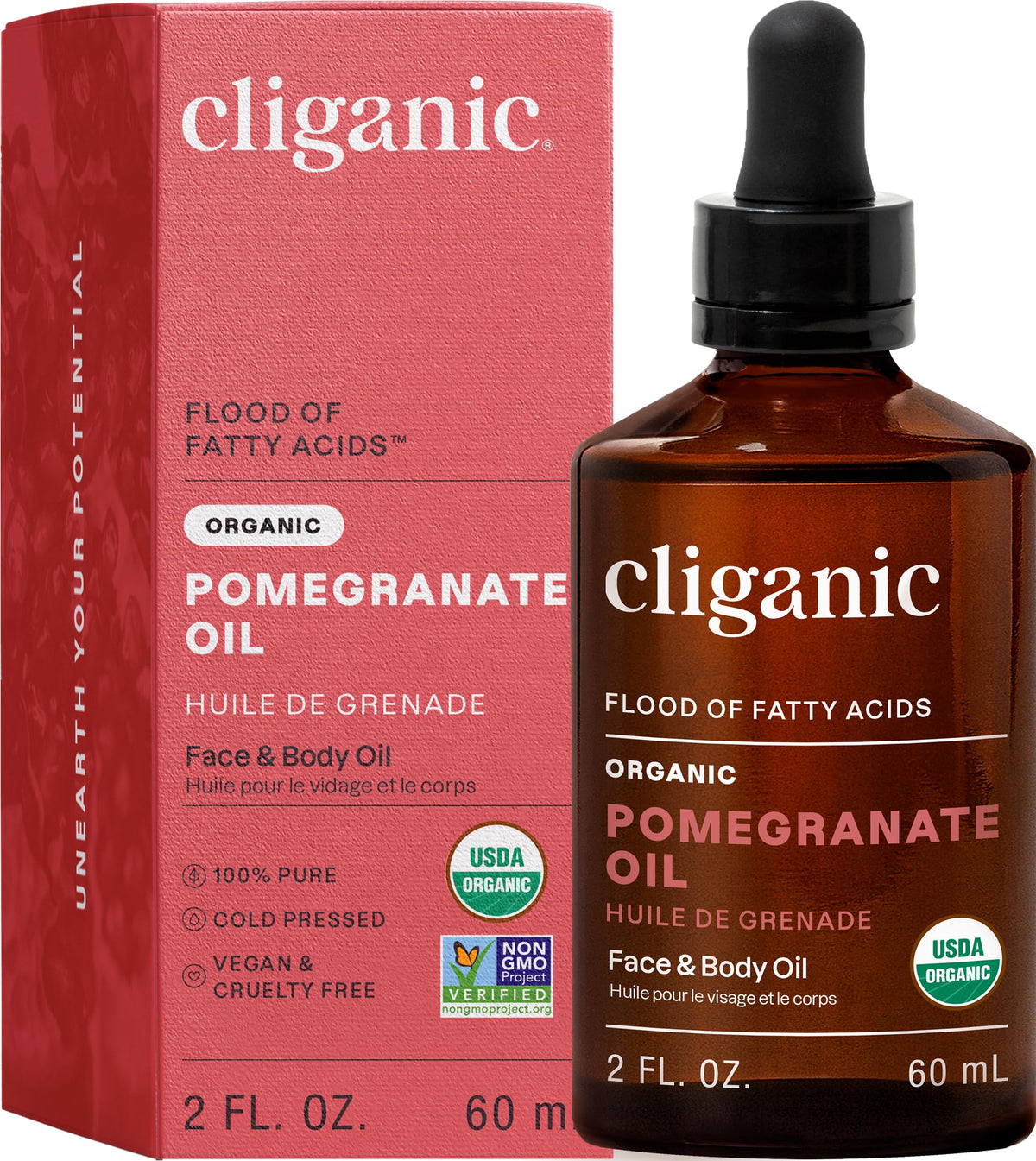 Cliganic front bottle shot showing packaging and organic branding benefit