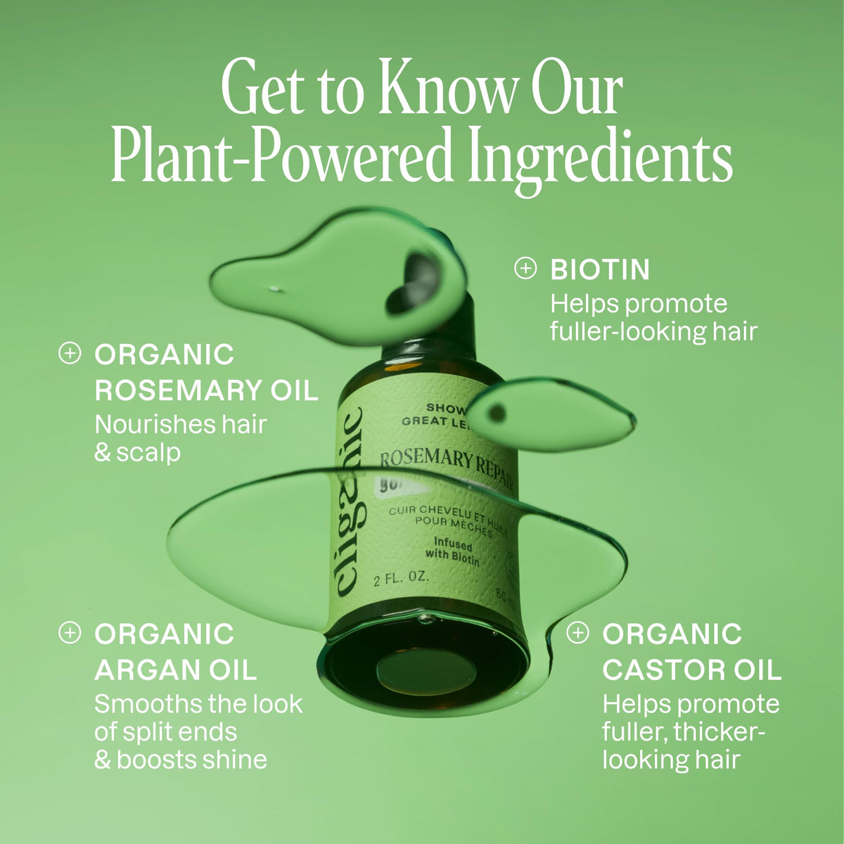 Cliganic back label listing ingredients and certification benefits