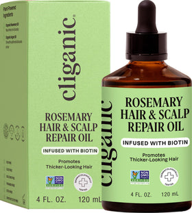 Cliganic front bottle showing rosemary serum and clear packaging benefit
