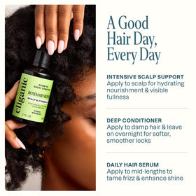 Applying Cliganic oil to scalp for hydration and smoother strands