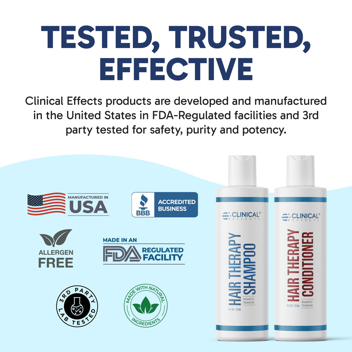 Clinical Effects lifestyle bathroom shelf presenting salon-ready routine benefit
