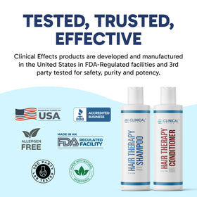 Clinical Effects lifestyle bathroom shelf presenting salon-ready routine benefit