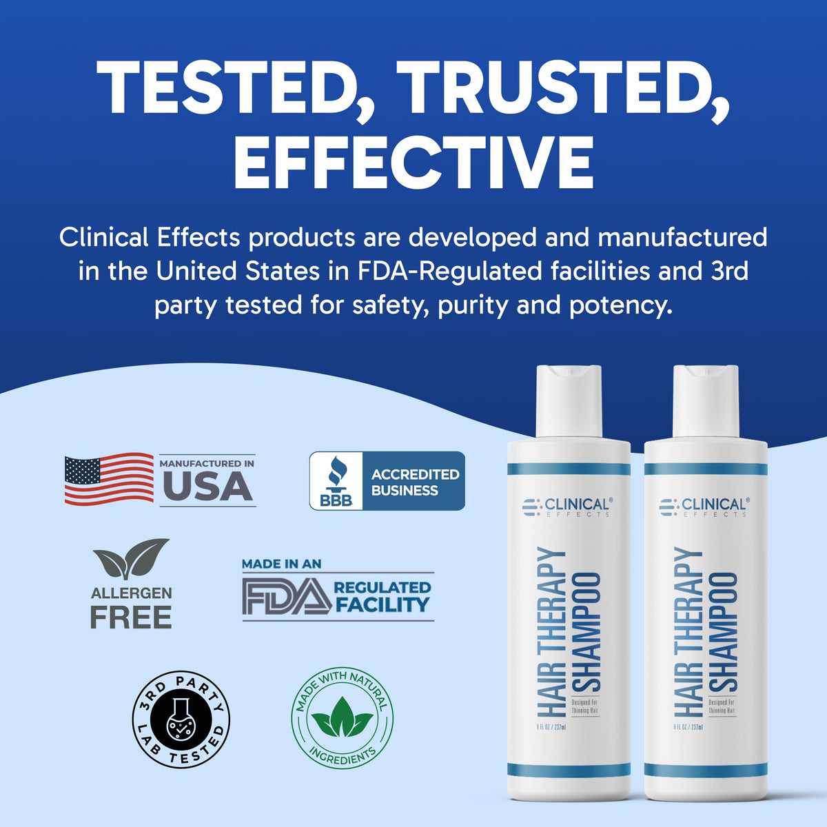 Clinical Effects product on bathroom shelf in lifestyle setting, suggesting daily use