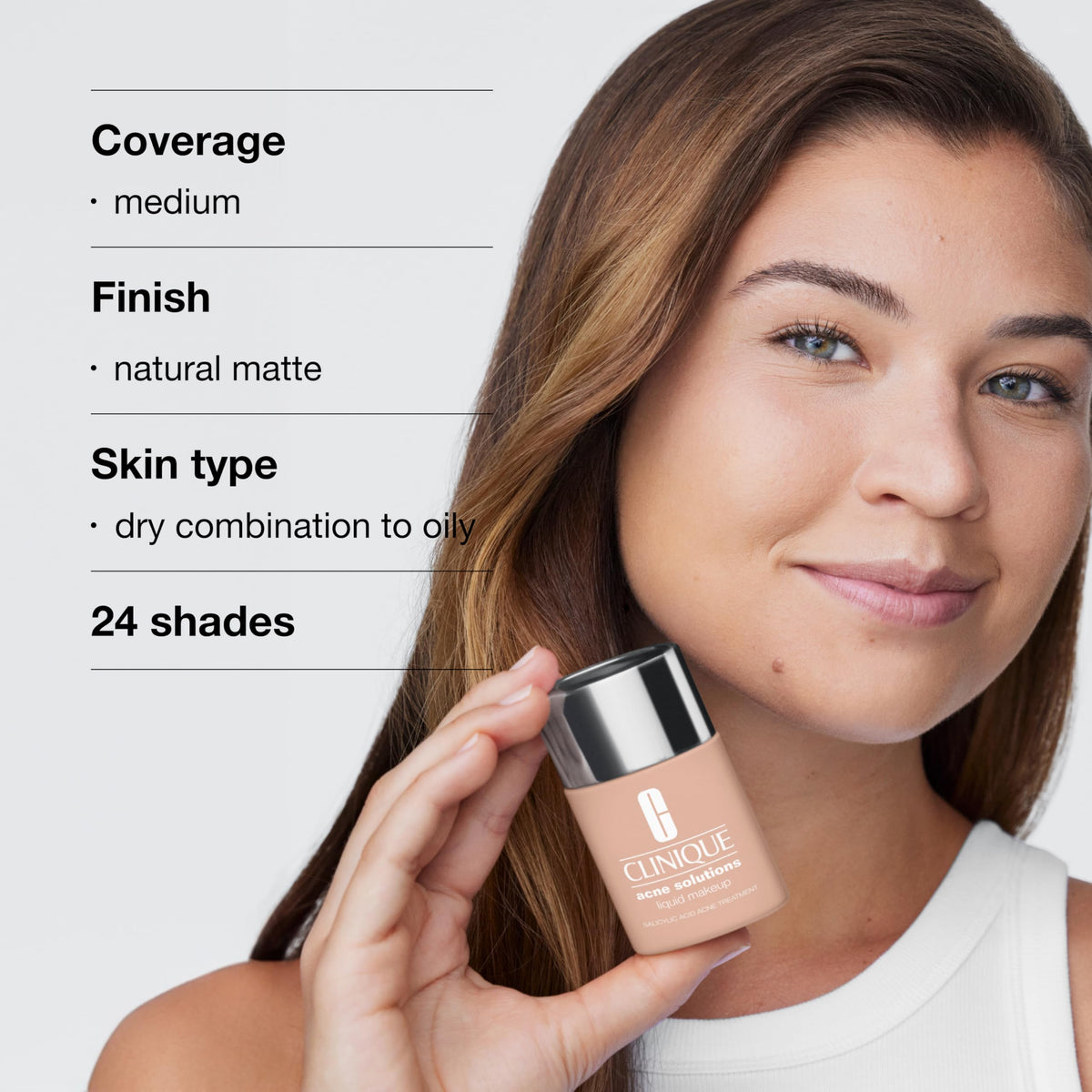 Clinique before and after on cheek showing reduced redness and concealment