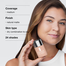 Clinique before and after on cheek showing reduced redness and concealment