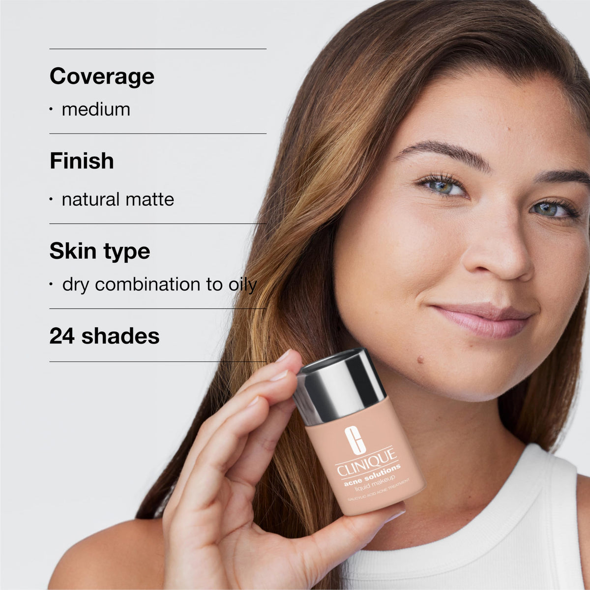 Clinique liquid texture close-up showing smooth blendability and matte finish