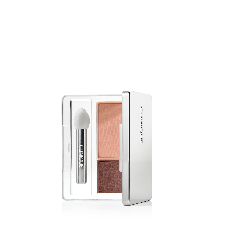 Clinique compact front view showing sleek packaging and travel-ready design benefit