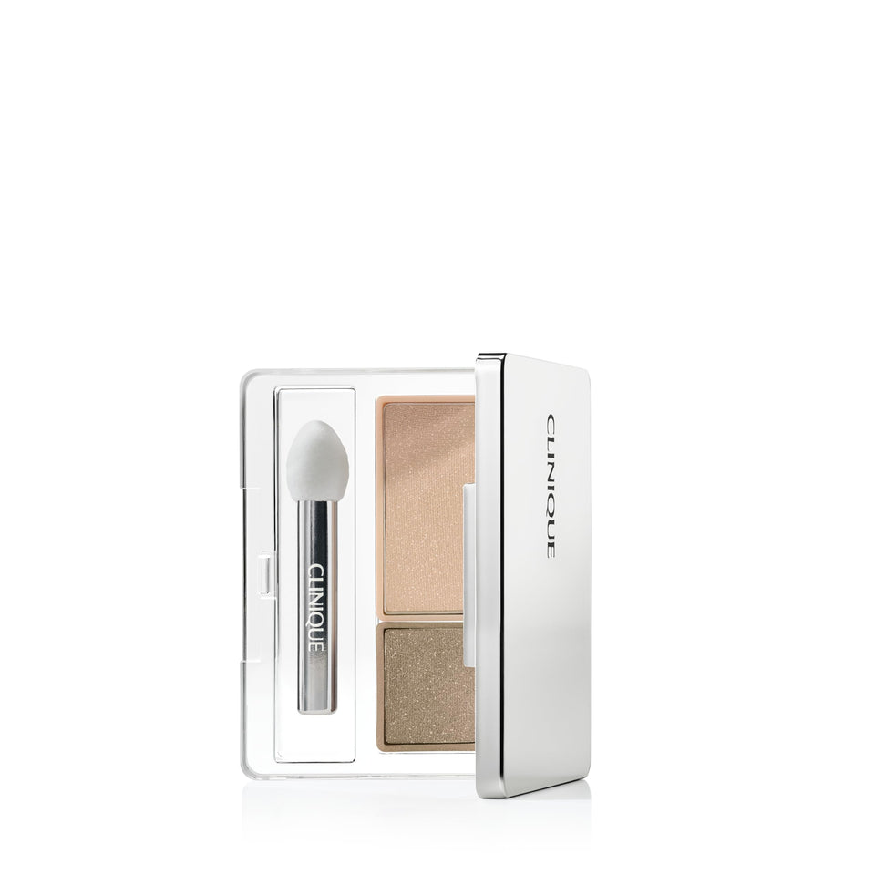 Clinique compact front view showing sleek packaging and brand assurance