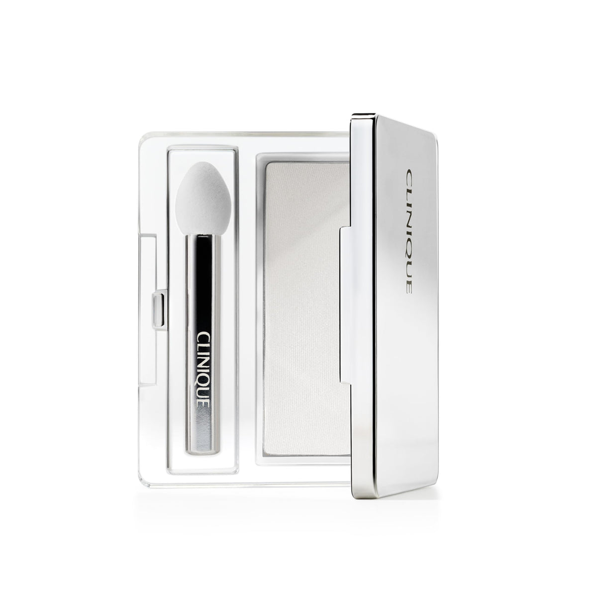 Clinique All About Shadow front compact showing shade Sugar Cane and sleek packaging benefit travel-ready