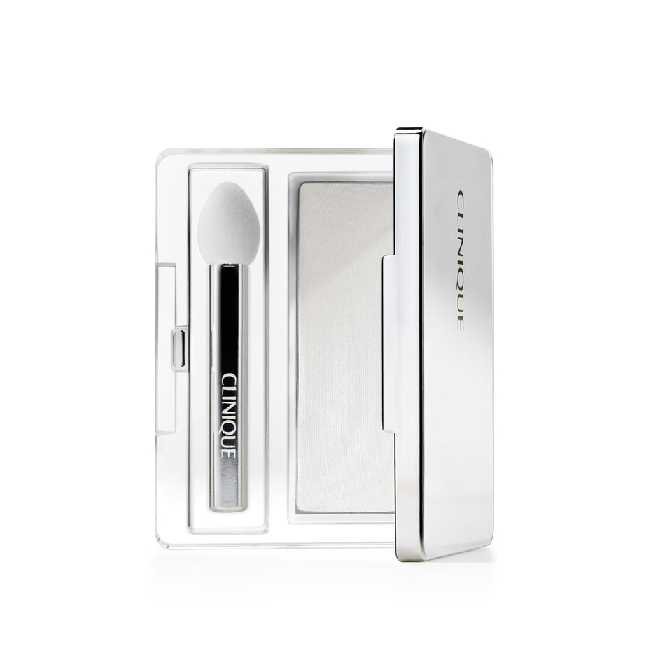 Clinique All About Shadow front compact showing shade Sugar Cane and sleek packaging benefit travel-ready