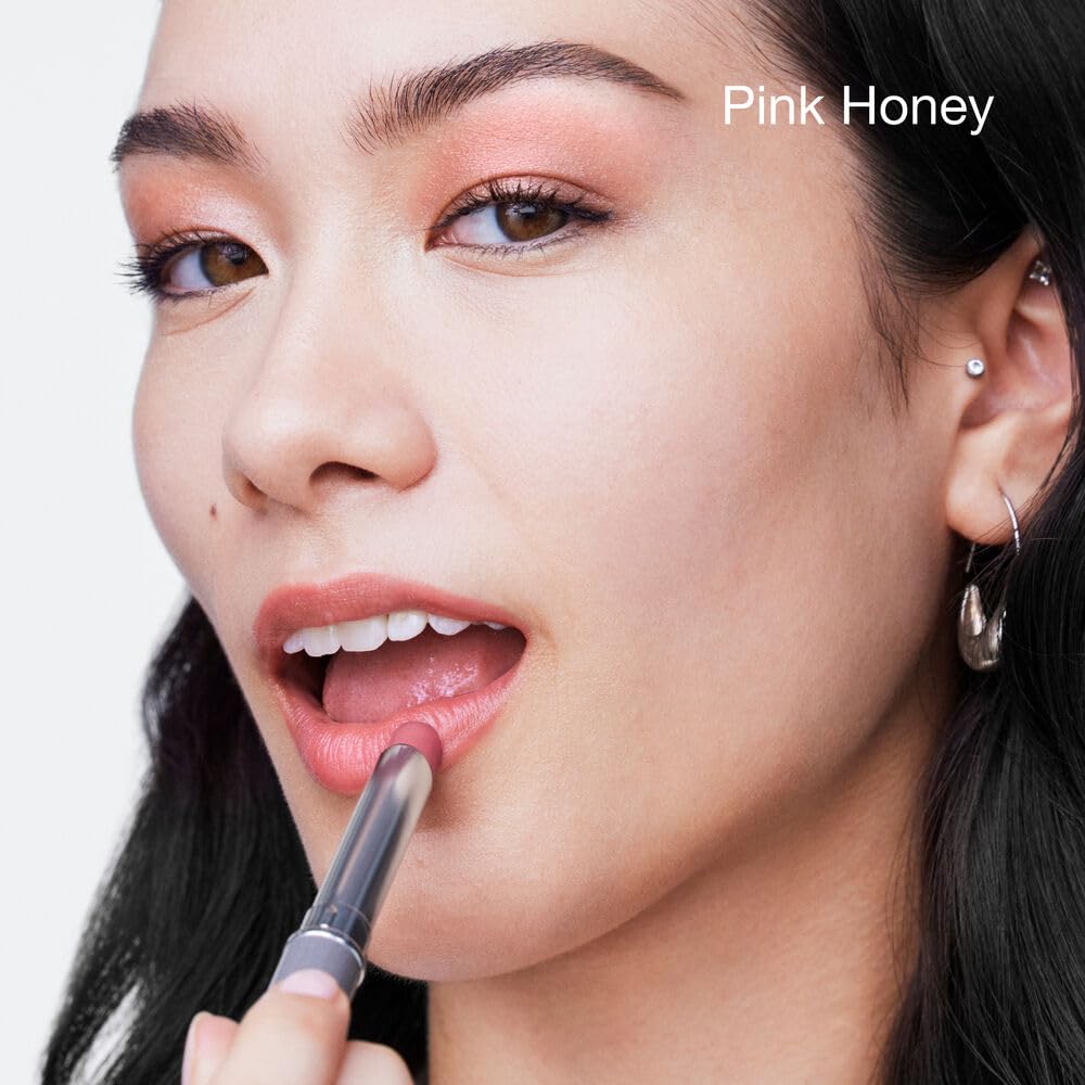 Clinique texture swatch of Pink Honey on skin, demonstrating sheer color and hydrating look