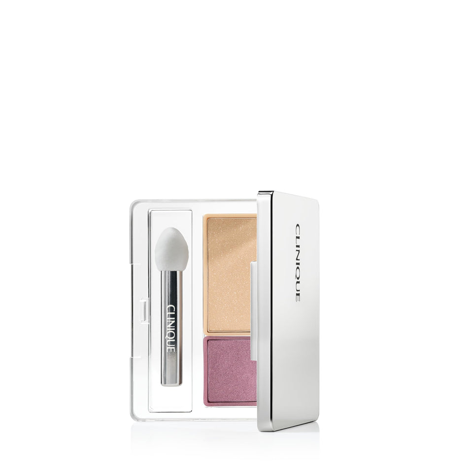 Clinique front compact showing Beach Plum duo and packaging benefit travel-ready