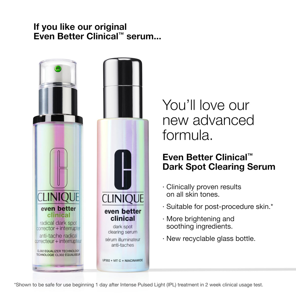Clinique illustrative before and after skin tone, showing improved evenness benefit