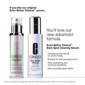 Clinique illustrative before and after skin tone, showing improved evenness benefit