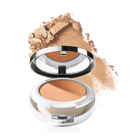 Clinique compact front view showing shade Golden Neutral and compact design benefit portability